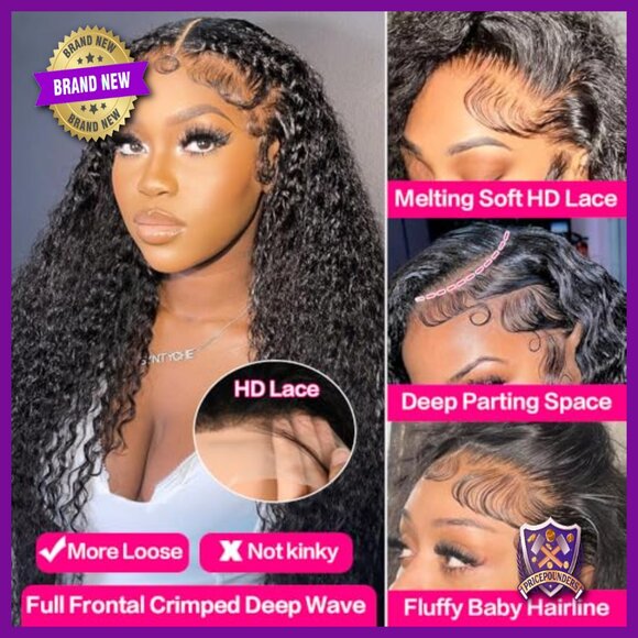 30 Inch Deep Wave Lace Front Wig Human Hair 200 Density 13x6 HD Transparent